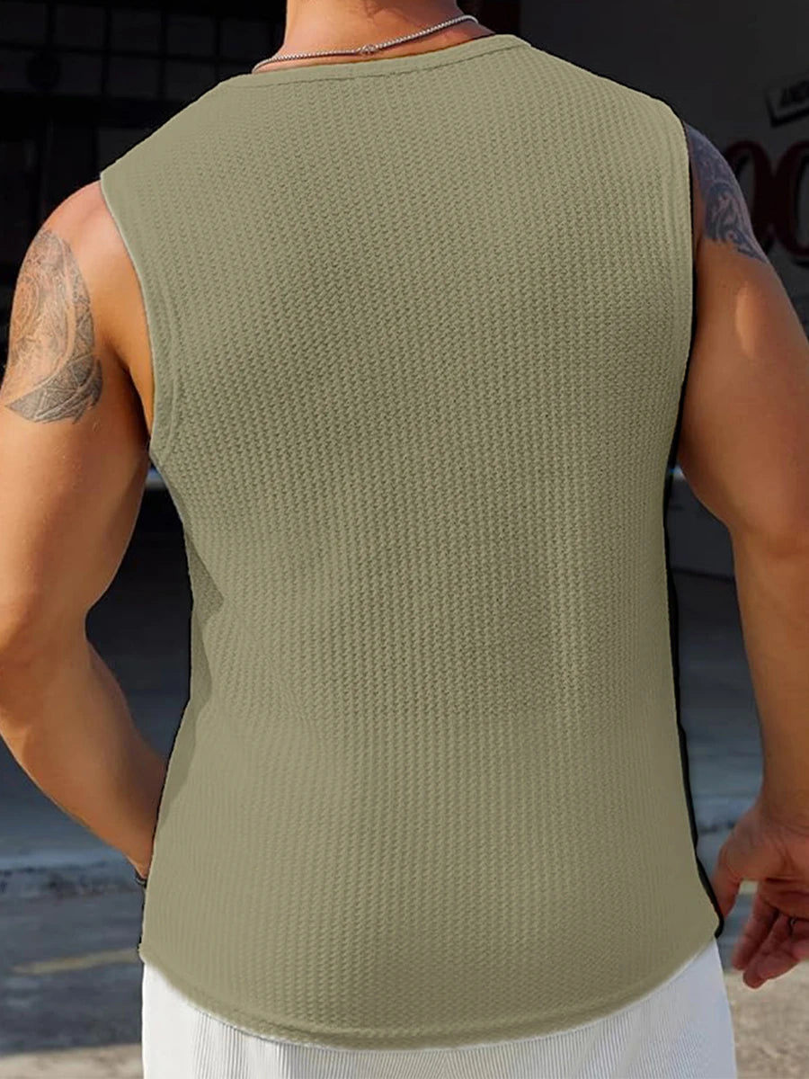 Men s Ribbed Knit Tank Tops in Solid Colors for Casual Wear Sleeveless T-Shirt for Workout and Bodybuilding Streetwear Style