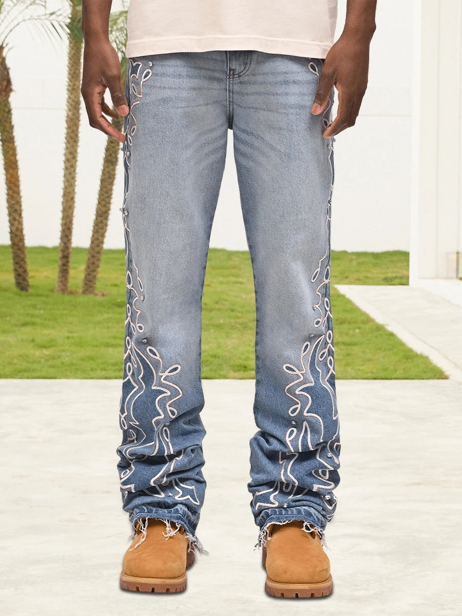Men s  Fit Stretch Denim Jeans with Classic Five-Pocket Styling and Distressed Details for Everyday Wear