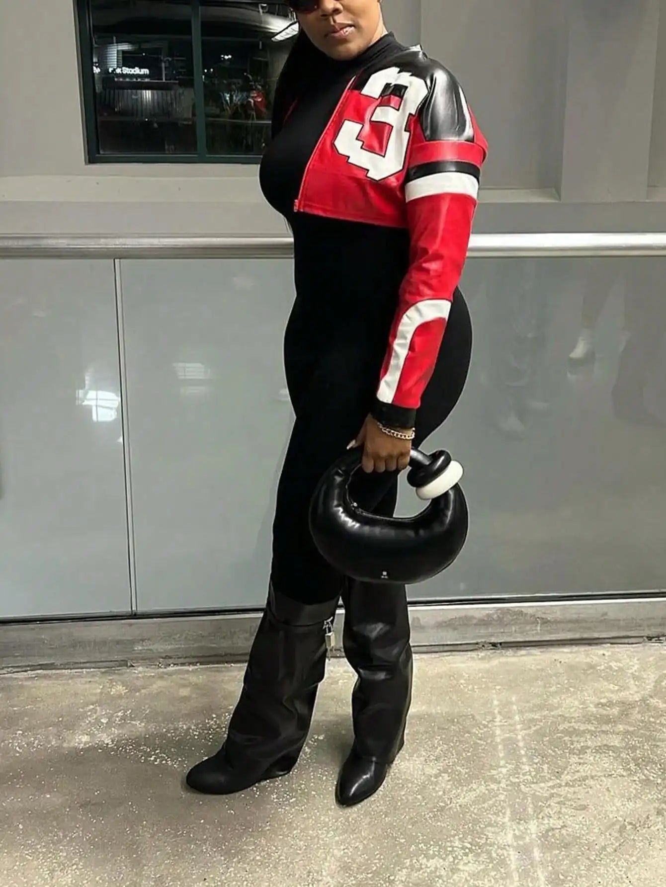 2025 Women's Faux Leather Jacket Short Red Coat Zipper Bomber Jacket Edgy Motorcycle Style Party Tops Casual Outfit Clubwea