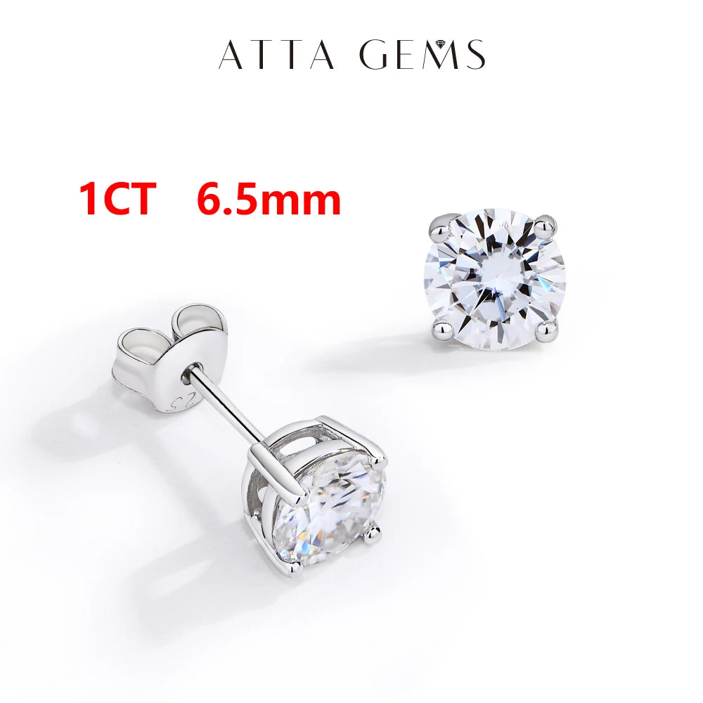 ATTAGEMS D VVS1 Moissanite Four Claw Earrings For Women Man S925 Sterling Silver Sparkling Wedding Jewelry Shipping from the USA