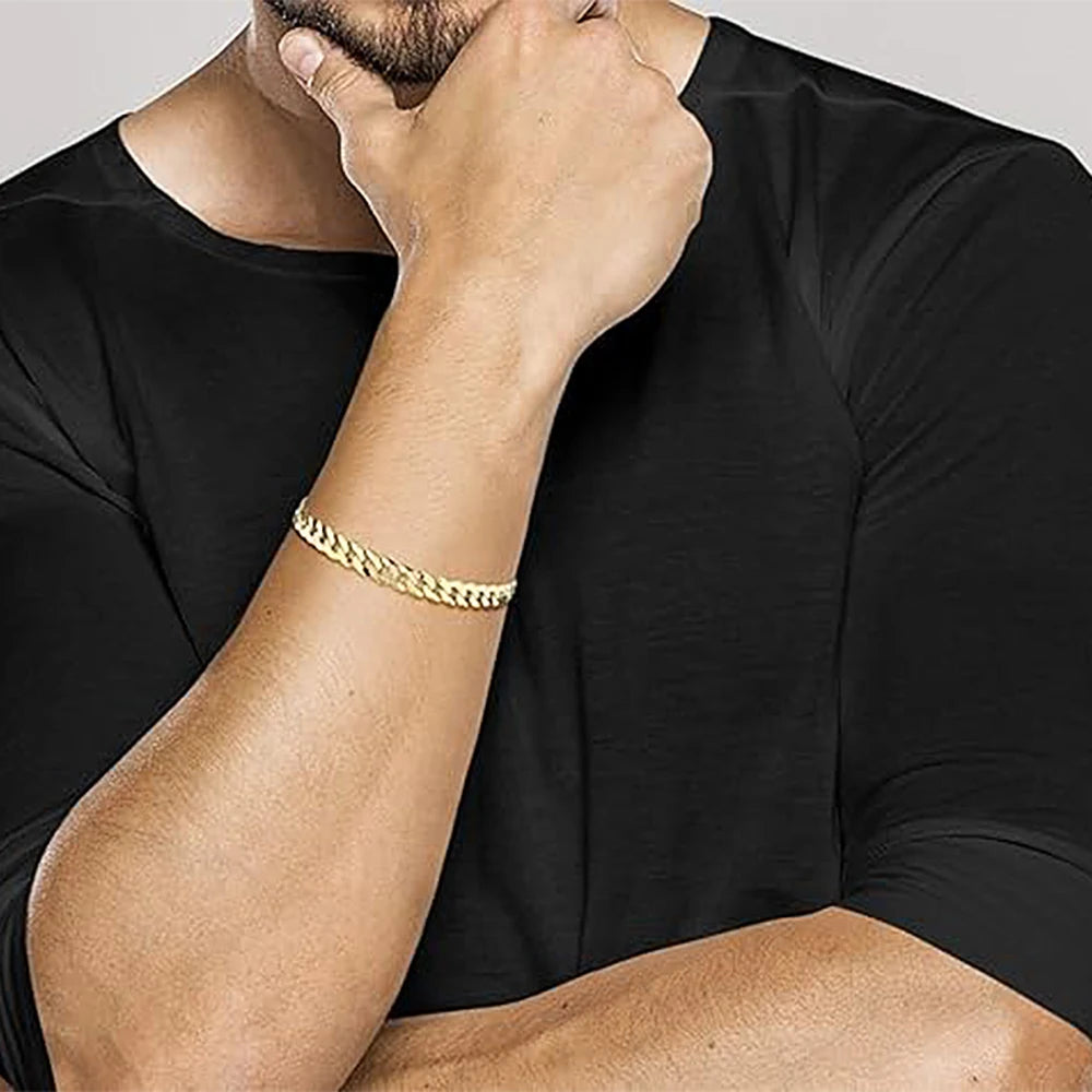 18K Gold Plated 7mm Bracelet for Men Women 925 Sterling Silver Curb Cuban Chain Bracelet Fashion Jewelry Gifts Shipping from USA